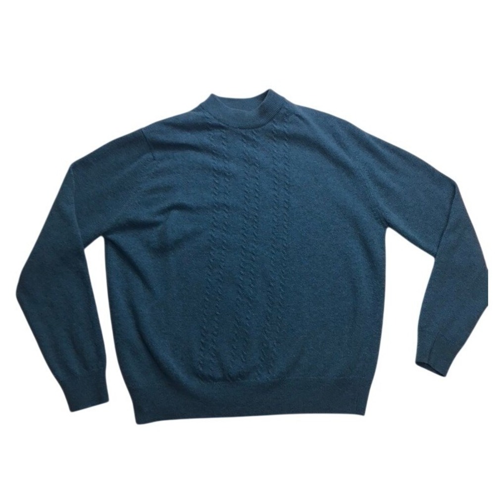 Vintage Munrospun Lambswool Sweater Scotland Teal Mock Neck‎ Womens Medium